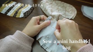 Tutorial on how to sew a mini handheld bag from scrap fabric | Patchwork Ideas | Yuu Pham