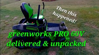 Greenworks Electric 60V CROSSOVERZ Zero Turn Mower delivered & unpacked!