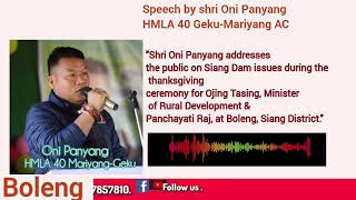 Shri Oni Panyang Highlights Siang Dam Benefits at Thanksgiving Ceremony in Boleng