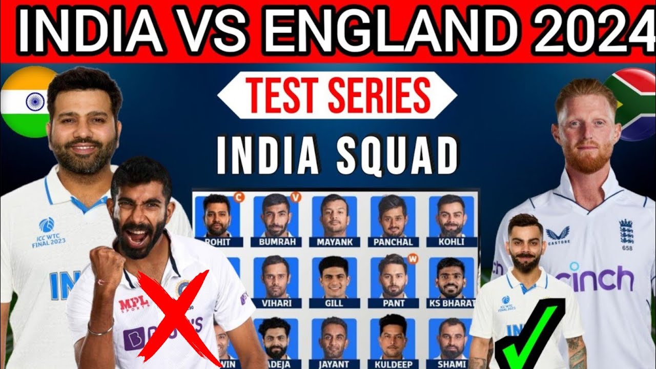 India VS England Test Squad 2024 | Full Schedule | Dhruv Jurel প্রথমবার ...