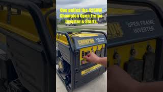 One pulled the 4250W Champion Open Frame Inverter \u0026 Starts. #generator #viralvideo #viralshort