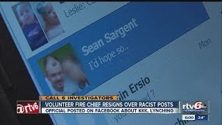 Volunteer fire chief resigns over racist Facebook posts