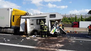 A7: Unfall am Stauende – Wohnmobil zwischen LKW eingeklemmt 21.08.2024