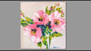 Abstract Flower Acrylic Painting/ Palette Knife / Step by Step for Beginners