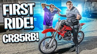 LITTLE BROTHER RIDES MY NEW RARE CR85RB FOR THE FIRST TIME ! | BRAAP VLOGS