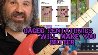 CAGED CHORD LESSON #8 Playing ANY MINOR Pentatonic Scale You Need, Any Box, Any Time! Easy Easy!