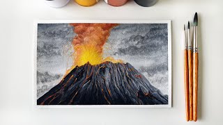 How to Paint a Volcano with Poster Color / #99