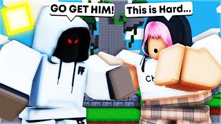 I Taught My LITTLE SISTER How To Play Bedwars.. (Roblox Bedwars)