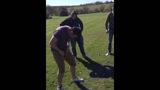 Fat man hand stand fail