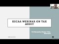 KSCAA Webinars on Tax Audit