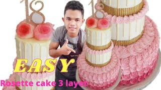 Cake Rosette | how to make rosette cake | 3 Tier Cake | So easy cake decorating ideas.