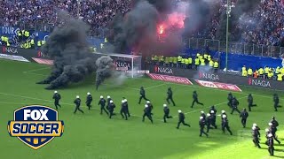 Fans cause chaos to protest Hamburg's first relegation in club's history | FOX SOCCER