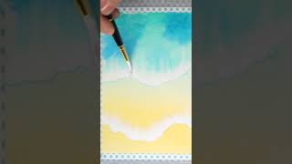 Easy beach painting | Watercolor pencils | 波打ち際を描く