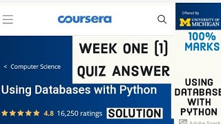 Coursera : Using Database with python week 1 quiz answer | week 1 quiz answer database with python