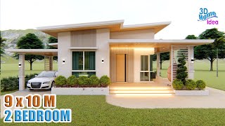 ELEGANT HOUSE DESIGN | 9 x 10 Meters (29.5 ft by 32.8ft) with 2 Bedroom