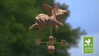 Good Directions 9612P Flying Pig Weathervane - Polished Copper