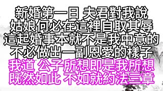 新婚第一日，夫君對我說，姑娘何必在這裡自取其辱，這起婚事，本就不是我中意的，不必做出一副恩愛的樣子，我道，公子所想即是我所想，既然如此，不如就約法三章