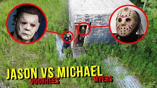 DRONE CATCHES JASON VOORHEES AND MICHAEL MYERS AT CREEPY SHED!! (TRIED STEALING OUR CAR)