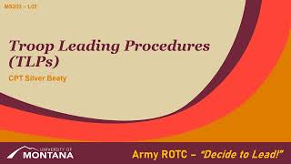 Troop Leading Procedures - MS202 Lesson 05 - ROTC