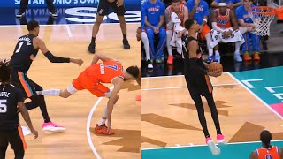 Victor Wembanyama shoves Chet Holmgren out the way then throws down windmill dunk ๐