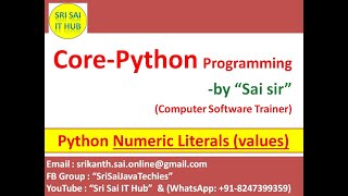 Python Literals || Python Numeric Literals | Python Numbers| Python Constants | Python Complex | #27