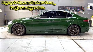 The Process Of Changing The Paint Color For The Alfa Romeo Giulia Into A New Car