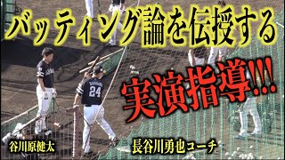 実演指導！谷川原健太に打撃論を教える長谷川勇也コーチ【福岡ソフトバンクホークス】