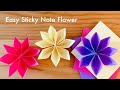 Origami Flower - Clematis - Sticky Note Origami, Origami with sticky notes, Origami easy, Diy Crafts