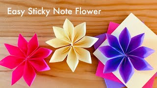 Origami Flower - Clematis - Sticky Note Origami, Origami with sticky notes, Origami easy, Diy Crafts