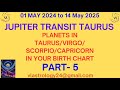 Part-5 Jupiter Transit Taurus over Natal Planets in Taurus Virgo Scorpio Capricorn by VL