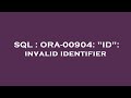 SQL : ORA-00904: 