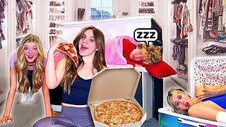 SURVIVING 24 Hours Overnight In My GIANT Closet