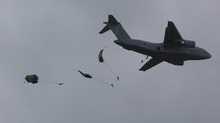 空の神兵　第1空挺団空挺降下　C-2輸送機　美保基地航空祭2023　航空自衛隊 Japan C-2 Transport Airplane