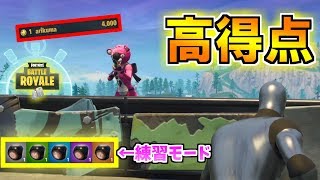 【フォートナイト】新機能！トレーニングモードで高得点とる方法をガチ考察してみた！【頭がおかしいピンクマとトリケラ】