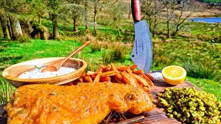 Cooking FISH and Chips in the WILDERNESS | ASMR Outdoor Adventure