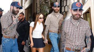 Post Malone looks loved-up as he holds hands with girlfriend Christy Lee in Paris