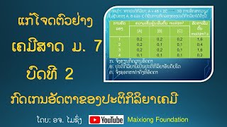 ແກ້ໂຈດຕົວຢ່າງ ເຄມີສາດ ມ 7 ບົດທີ 2 ກົດເກນອັດຕາການເກີດ ປ/ຍ ເຄມີ