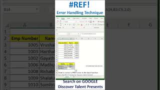 Discover Talent Presents | How to correct a REF! error in the Excel function | #REF #ErrorHandling