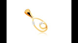 Jewellery - Pendant made of yellow 9K gold, drop outline with loop, zircons of clear colour