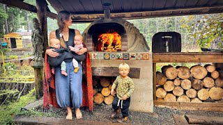 7 Days Solo Surviving Canadian Wilderness in Small Cabin w/ Twin Girls | Hand Diving Wild Scallops