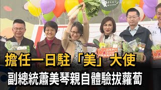 駐「美」大使！蕭美琴開箱農產珠寶盒 高舉「白玉蘿蔔」－民視新聞