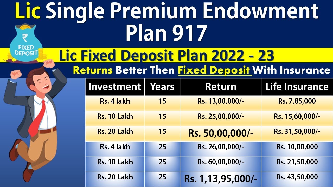 Lic Single Premium Endowment Plan 917 | Lic Fixed Deposit Plan 2022 ...