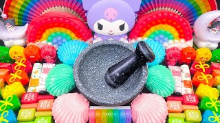 Satisfying Crushing with Makeup Cosmetics Glitter Eyeshadow Beads into Glossy Slime Mixing ASMR