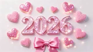 Pink bow & hearts 2026 wallpaper🎀pretty coquette aesthetic sparkling NYE background