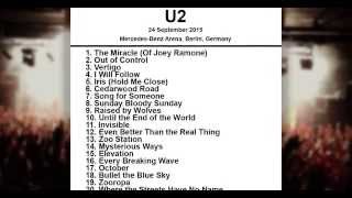 U2 Setlist - Mercedes-Benz Arena - Berlin - Germany - 24 September 2015