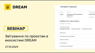 Вебінар від 07.10.2024 “Звітування по проєктам в екосистемі DREAM”