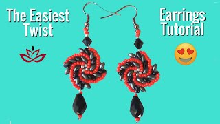 Twist stitch earrings with twin beads - tutorial