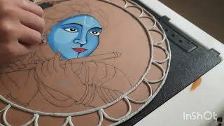 Krishna Lippan Art / mud art /acrylic painting #krishna #krishnapainting #lippanart #viral