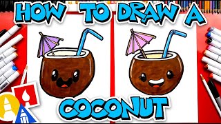 How To Draw A Funny Summer Coconut Drink