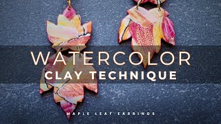 Watercolor Technique for Polymer Clay | DIY Maple Leaf Earrings for Fall 🍁 | Easy Jewelry Tutorial